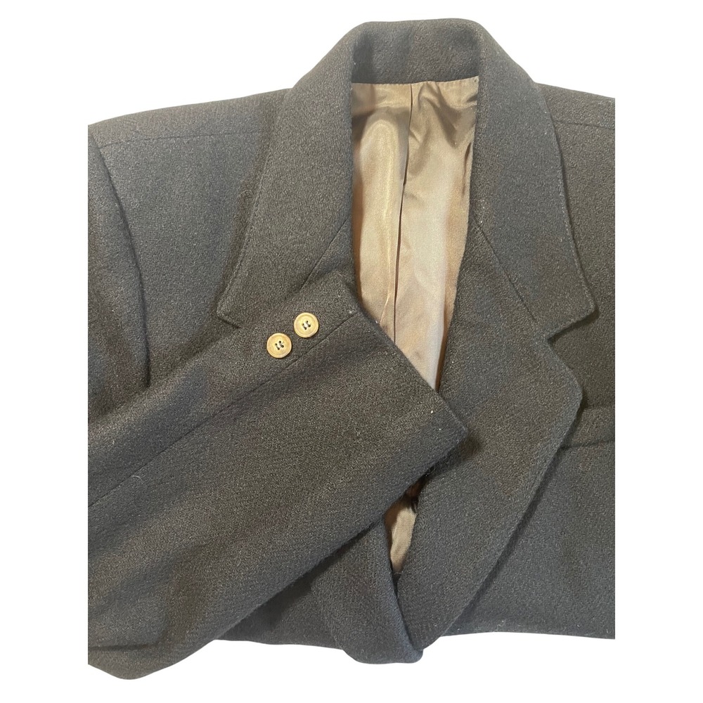 Lands' End Wool Blazer Petite Black Size 14 Career Business Classic Jacket
